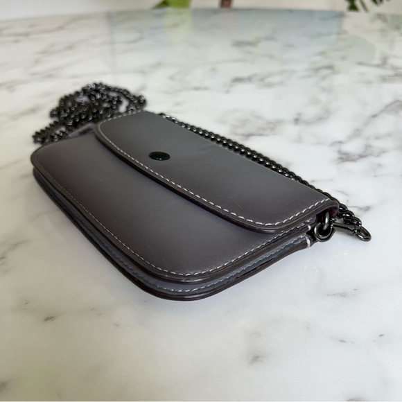 Coach 1941 Glovetanned Leather Clutch Heather Gray 65244 & Chain Crossbody Strap - Picture 5 of 11